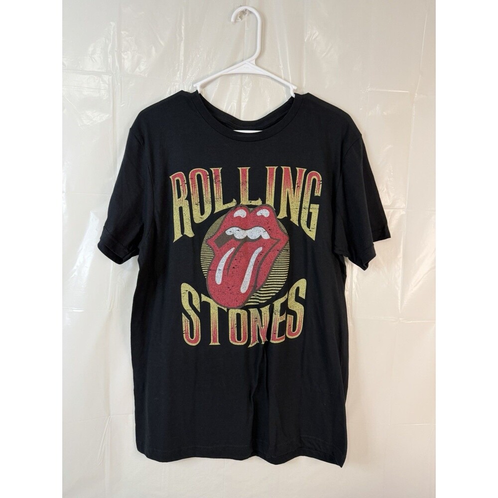 Rolling Stones T Shirt Mens M Black Tongue Logo Distressed Graphic Band Tee 2024